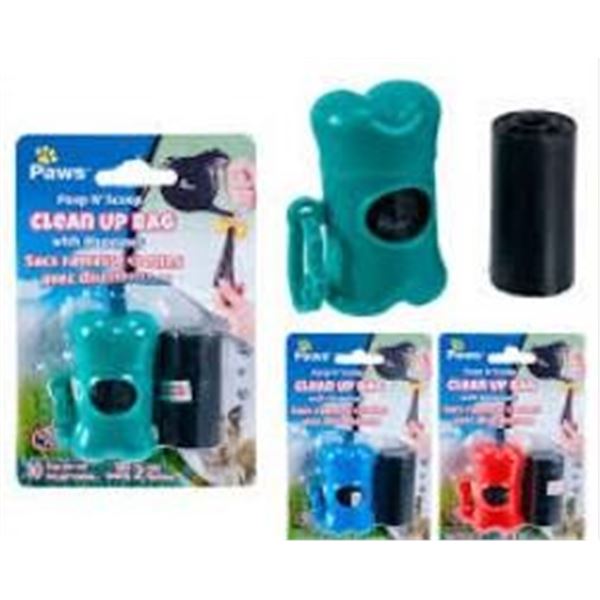 Lot of 6 Assorted Colour Paws Poop N’ Scoop Clean Up Bag Dispensers With Bags