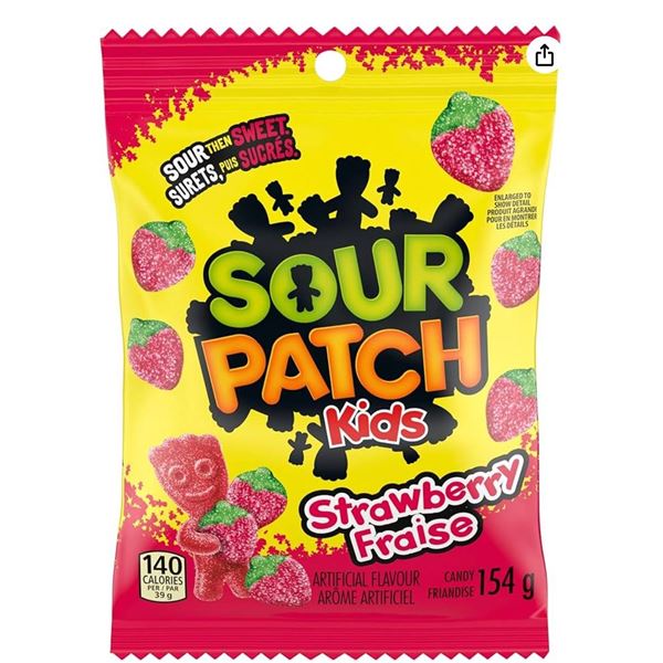 Sour Patch Kids Strawberry Flavored Candy 10 Packs x 154g Each