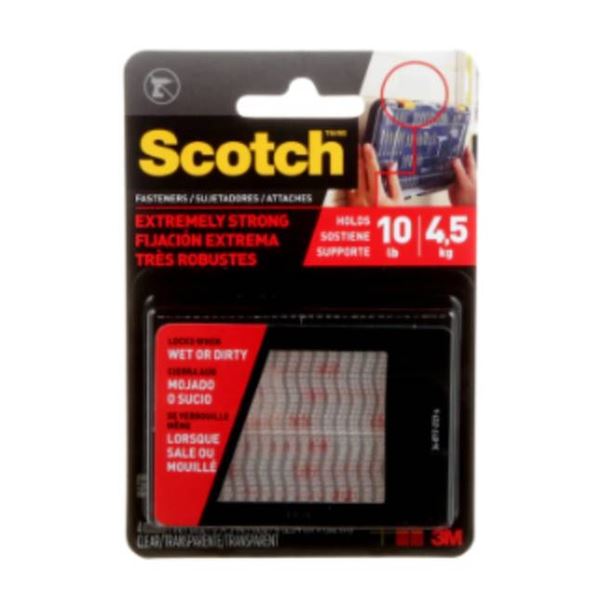 Scotch Extreme Fasteners, Clear, 1 in x 3 in (2.54 cm x 7.62 cm) 4 Packs
