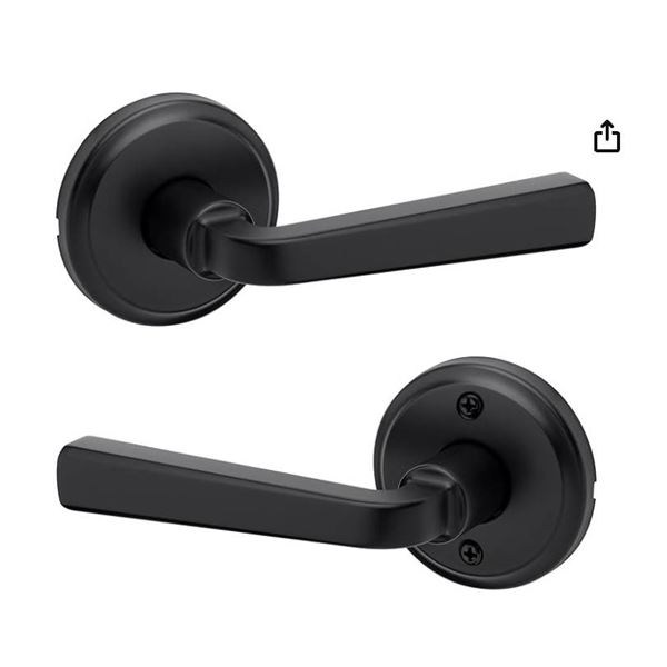 Weiser Trafford Matte Black Door Handle, Reversible Passage Lever, Interior Door Handles