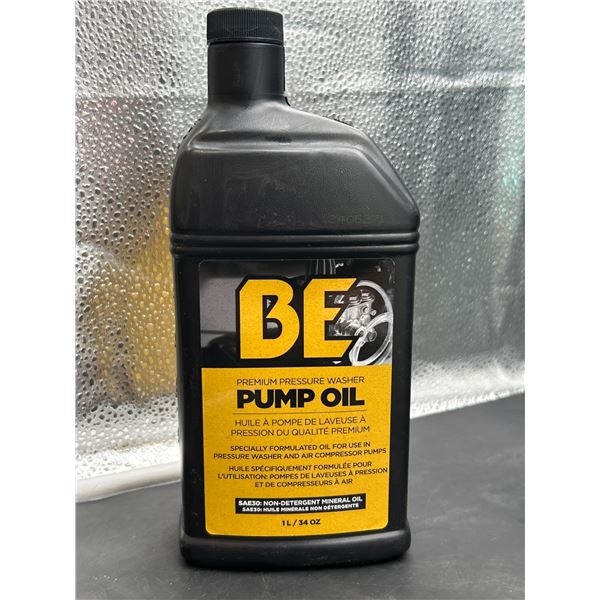 BE Premium Pressure Washer Pump Oil, SAE30, 1L/34oz