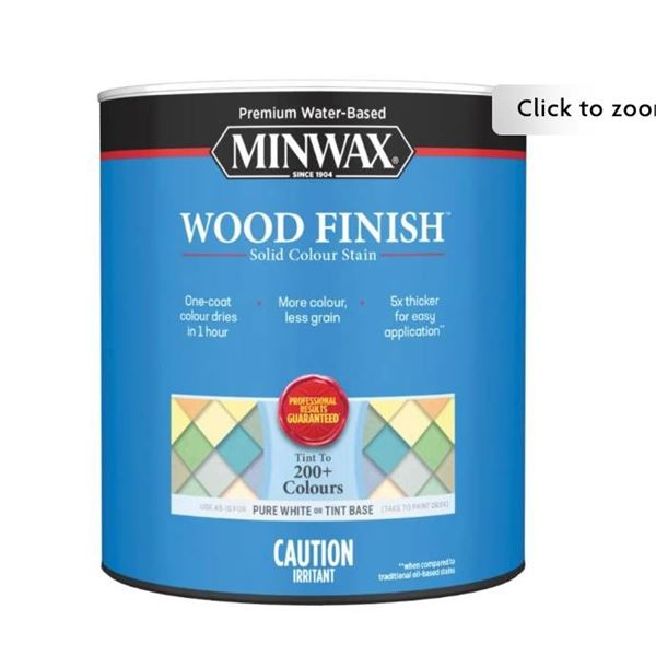 Minwax Water-Based Wood Finish Solid Colour Stain, 916 mL, Tintable