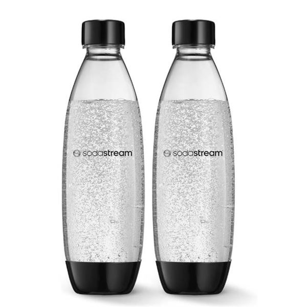 Sodastream 1L Fuse Black Bottles Twin Pack – Dishwasher Safe