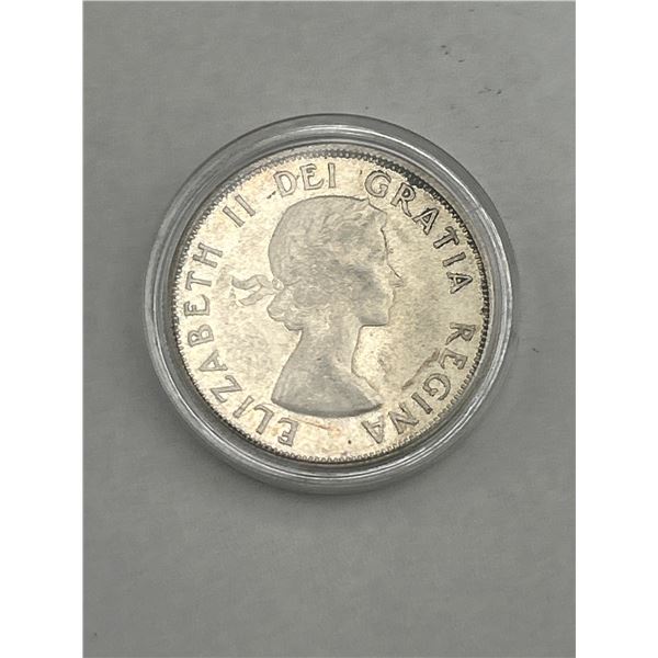 1964 Canadian 50-Cent Coin Featuring Elizabeth II and Coat of Arms