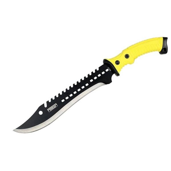 16″ Defender Xtreme Full Tang Hunting Knife with Black/Yellow Rubber Handle