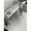 Image 3 : Sterling Silver Hoop Earrings with Cubic Zirconia Accents