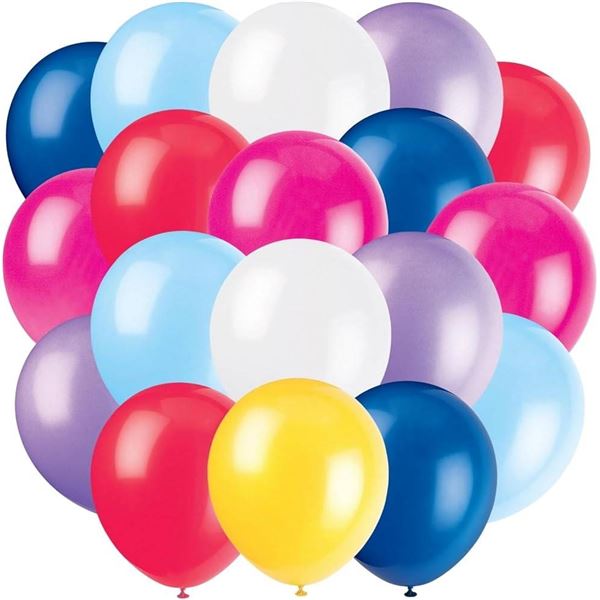 Unique Party Latex Balloons, Assorted Colors, 48 Packs