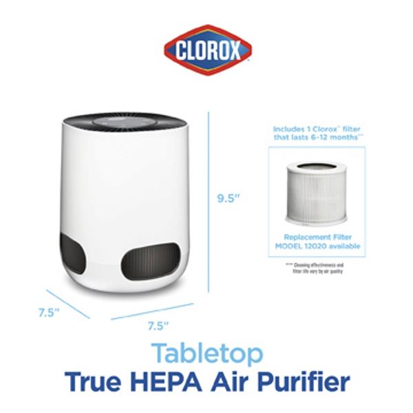 Clorox Tabletop True HEPA Air Purifier with Adjustable Settings