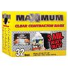 Image 1 : Maximum Clear Contractor Bags, 32 Bags, 3 MIL, Tear Resistant