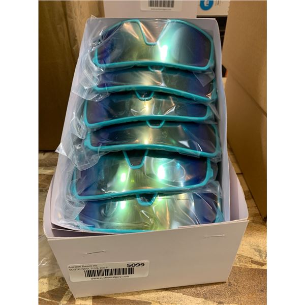 12 Blue and Green Mirrored Sunglasses with Plastic Frames
