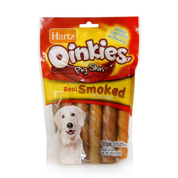 Hartz Oinkies Pig Skin Twists Real Smoked Flavor – Case Lot of 12