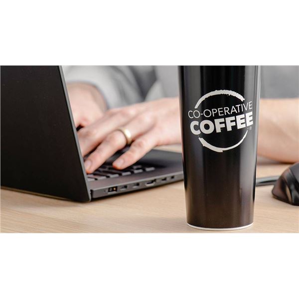 12 Black Co-Operative Coffee Travel Mugs with Lids