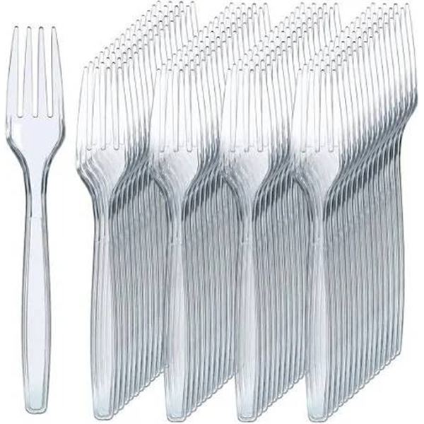 Case Lot of 6 Prestee 300 Clear Plastic Forks (Total 1800 Pieces)