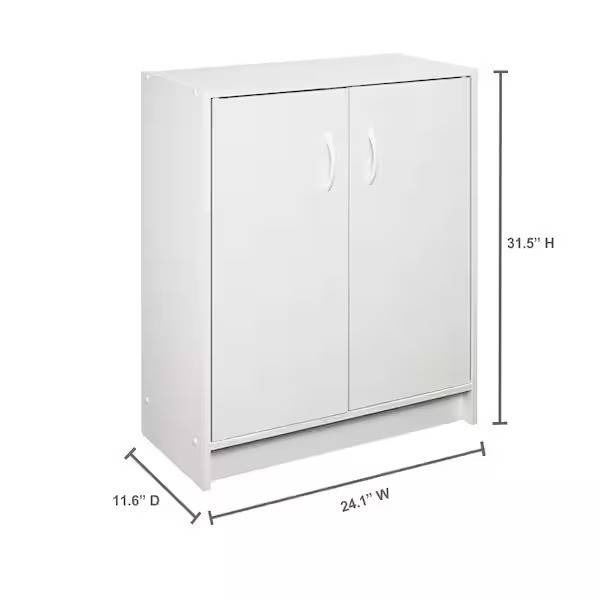 White Two-Door Storage Cabinet with Adjustable Shelves