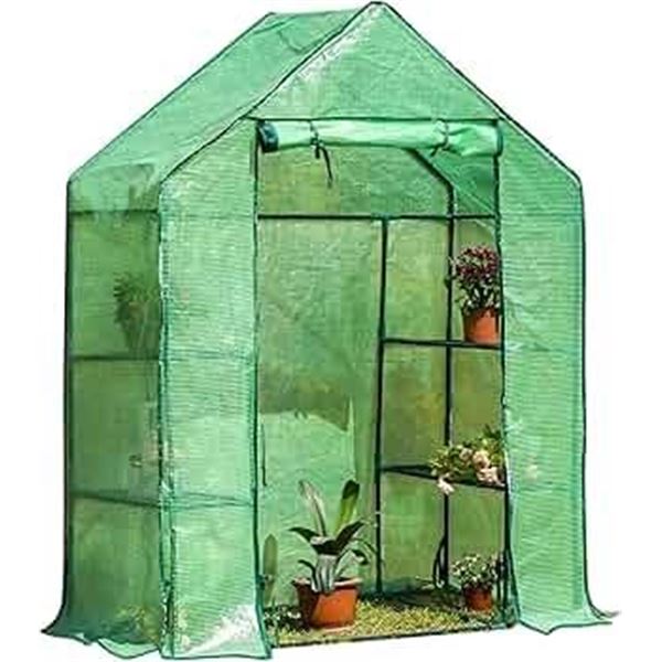Walk-In Greenhouse with PE Cover and Zipper Access Panel