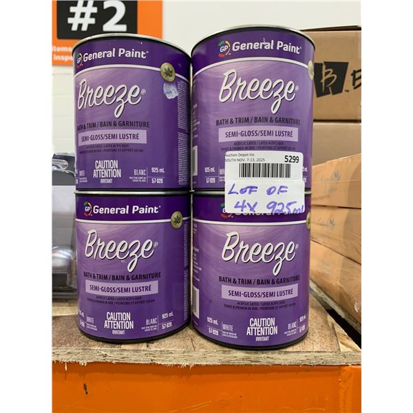 4 General Paint Breeze Semi-Gloss 925ml Cans