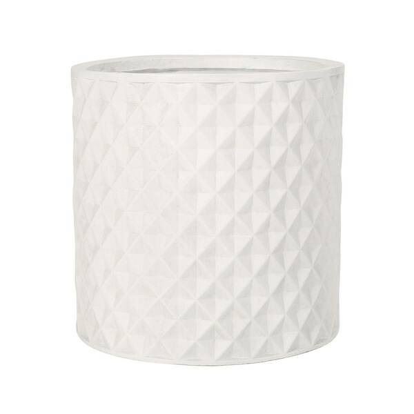 White Ceramic Planter with Geometric Pattern