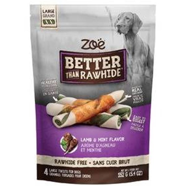 Zoe Better Than Rawhide Twists, Lamb & Mint Flavor, 157g, Qty: 10 Units