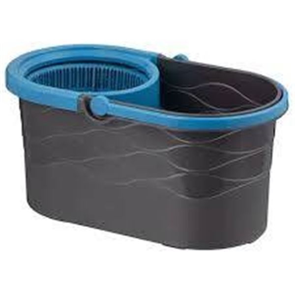 Gray Mop Bucket With Spin Basket and Pedal Mechanism