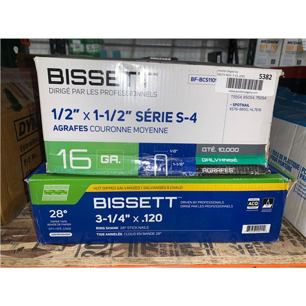 Bissett S-4 Staples 1/2″ x 1-1/2″ and 3-1/4 x .120 Nails