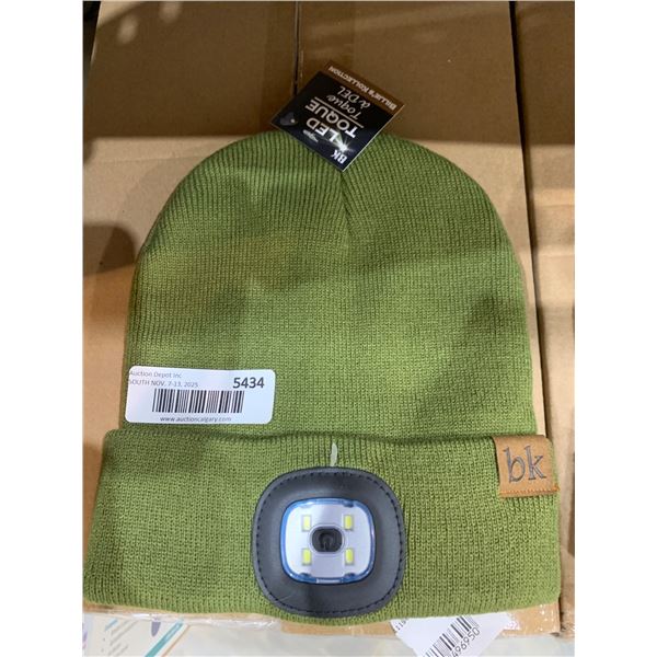 Green Beanie Hat With LED Light And USB Rechargeable Feature