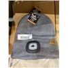 Image 1 : Grey Beanie Hat With LED Light And USB Rechargeable Feature