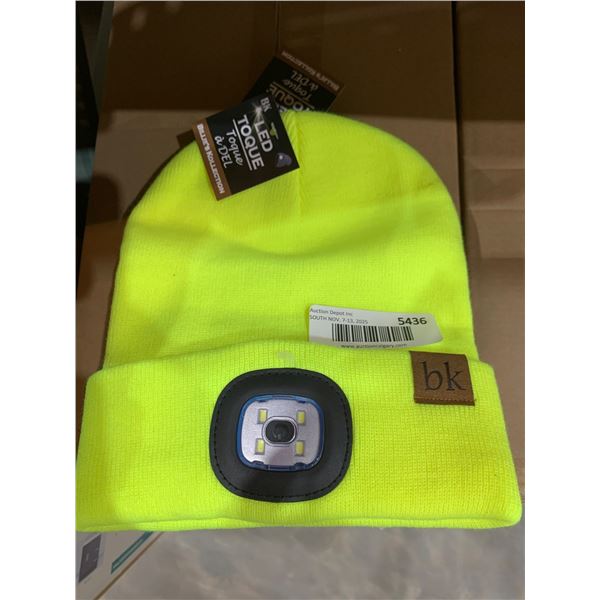 Neon Green Beanie Hat With LED Light And USB Rechargeable Feature