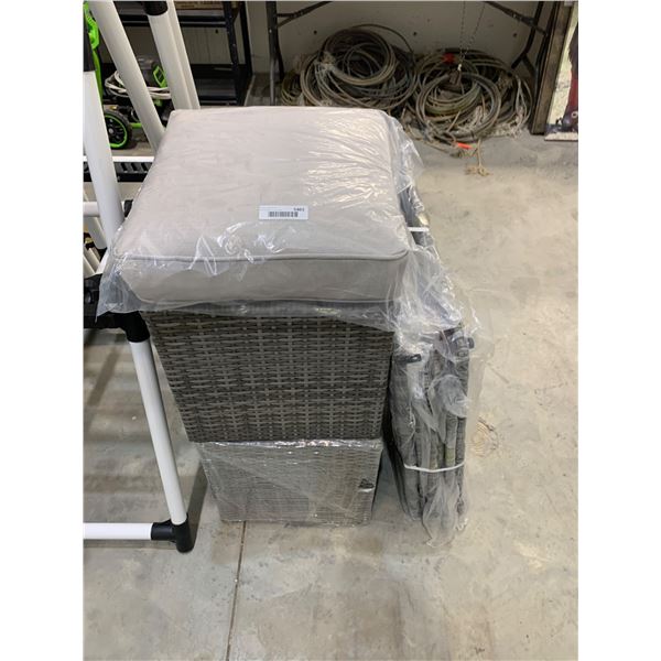 Outdoor Patio Furniture Stools With Cushions And Wicker Design