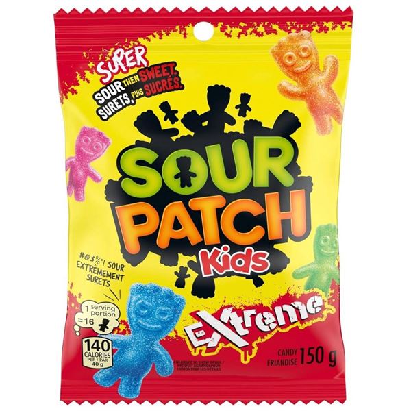 Lot of 10 Sour Patch Kids Extreme Candy 150g Bags
