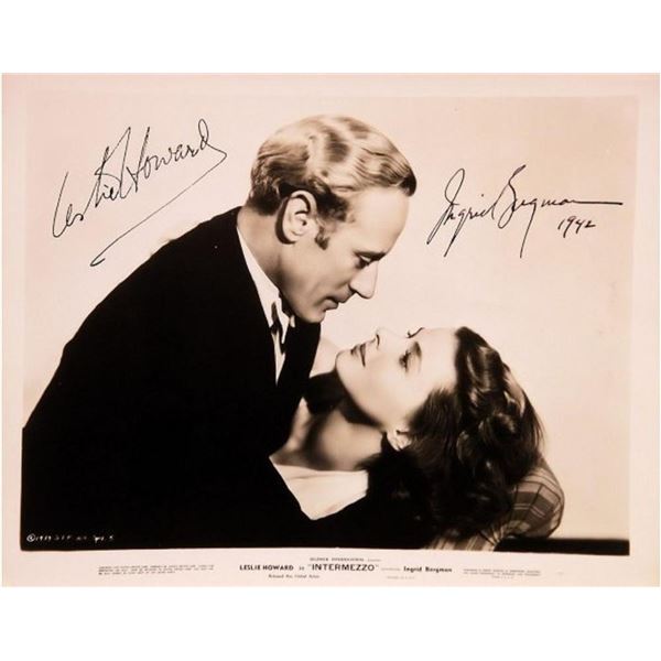 Leslie Howard and Ingrid Bergman signed promo photo