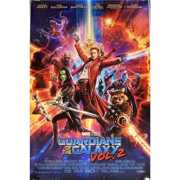Guardians of the Galaxy Vol. 2 cast signed movie poster. GFA Authenticated