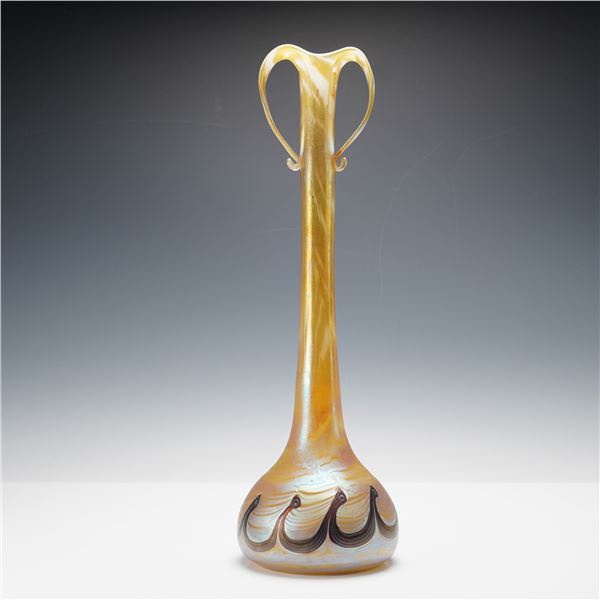 Louis Comfort Tiffany Favrile Glass Vase with Wave Trail Decoration