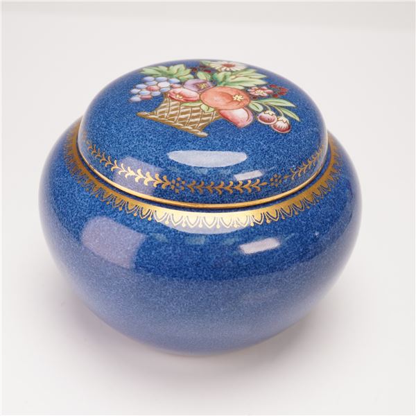 Wedgwood Lustre Powder Blue Bone China Floral and Fruit Covered Malfrey Pot