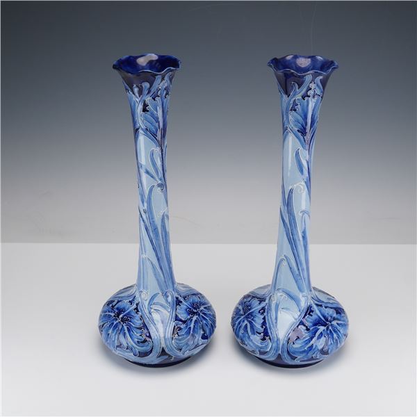 Pair of late 19th Century Moorcroft Florian Ware cabinet vases
