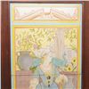 Image 2 : Minton China Works Framed Woman and Peacock 3-Tile Panel