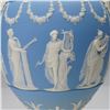 Image 3 : Wedgwood Jasperware Light Blue Vase and Cover, Apollo and The Nine Muses