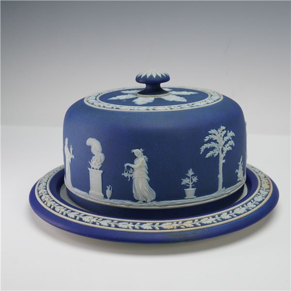 Wedgwood Blue Dipped Jasperware Cheese and Cake Dome