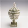 Image 2 : Wedgwood Sage Green Jasperware Compote with Seated Boy Finial