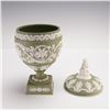 Image 5 : Wedgwood Sage Green Jasperware Compote with Seated Boy Finial