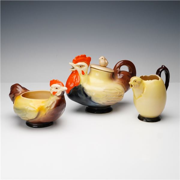 3pc Royal Doulton Chicken Family Tea Set