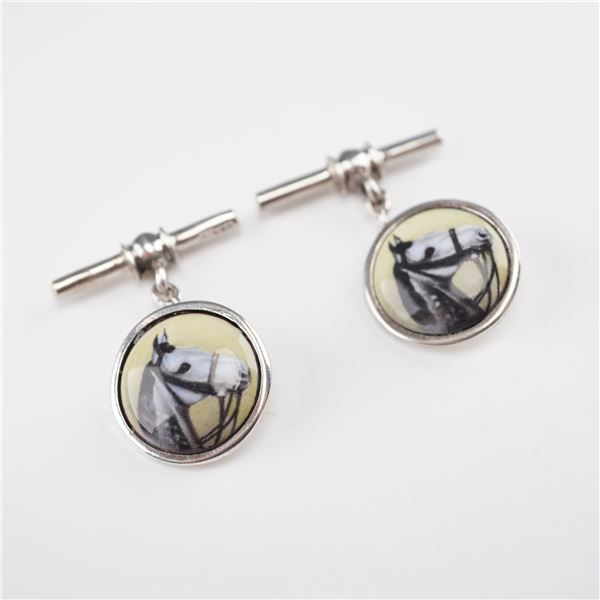 Pair of Sterling Silver Equestrian Horse Head Cufflinks