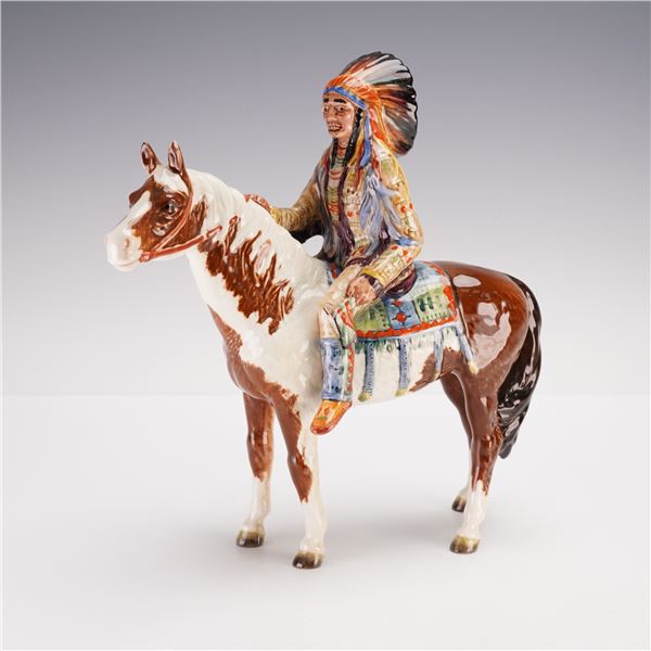 Beswick Porcelain Figurine, Mounted Indian On Horse
