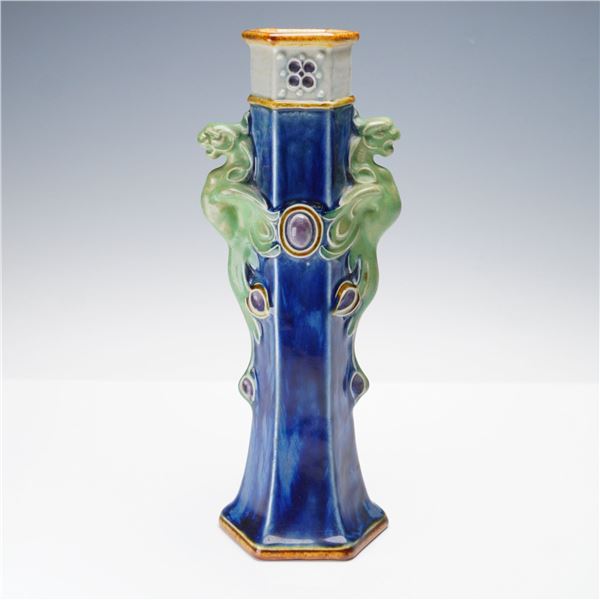 Doulton Lambeth by Francis C. Pope Stoneware Hexagonal Sleeve Vase