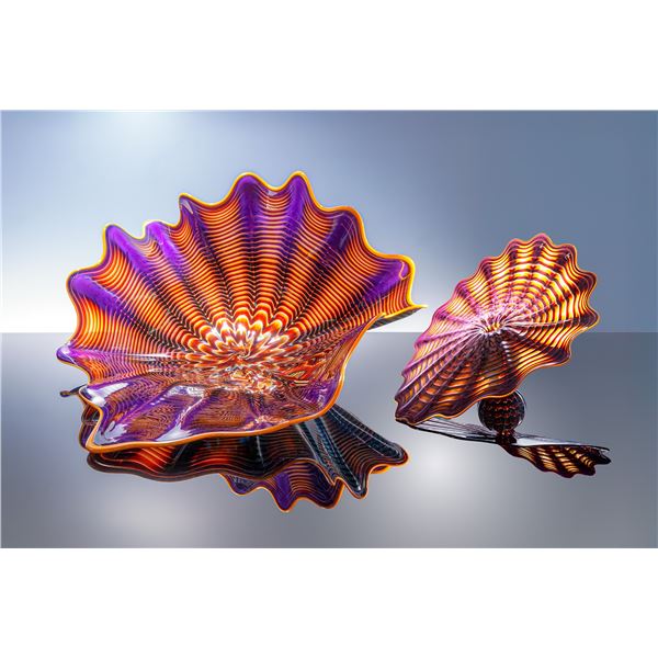 Dale Chihuly 2pc Persian Set Handblown Glass Sculptures