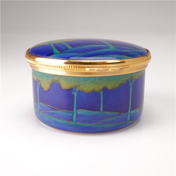 Moorcroft Enamels Round Pot, Moonlit Blue