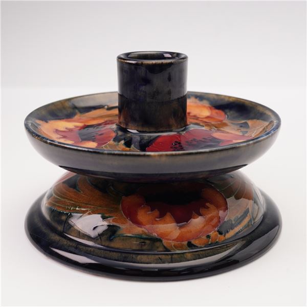 Walter Moorcroft Pottery Double Tier Candlestick, Big Poppy
