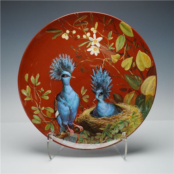 Minton Pottery Wall Charger, Crowned Pigeons