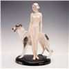 Image 1 : Goldscheider by Josef Lorenzl Woman with Borzoi Porcelain Figurine