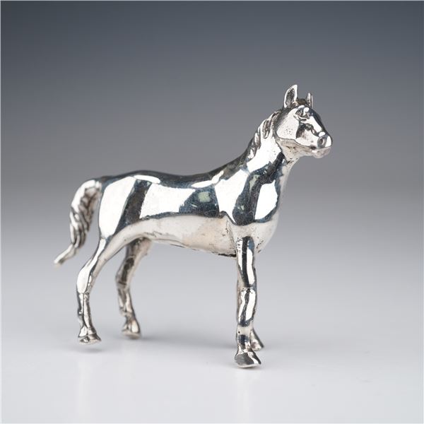 Sterling Silver Miniature Horse Figurine, Stamped 925