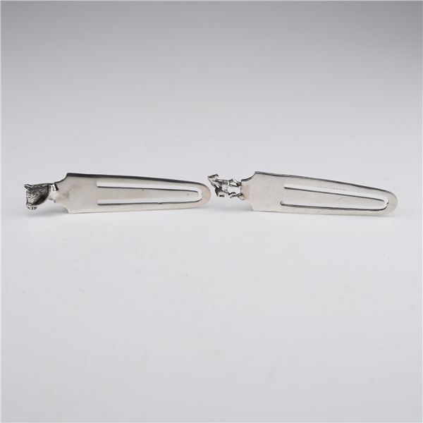 2pc Sterling Silver Bookmark Page Markers with Horse Decoration